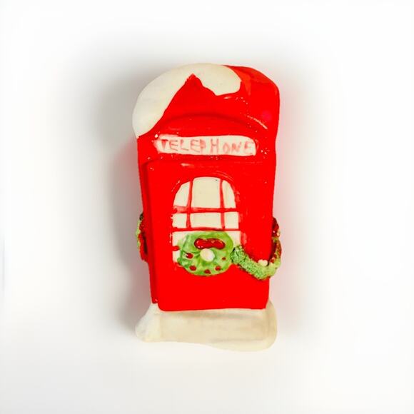 Lemax Village Collection Red Telephone Booth Christmas Accessory Porcelain 1998 - Picture 1 of 5
